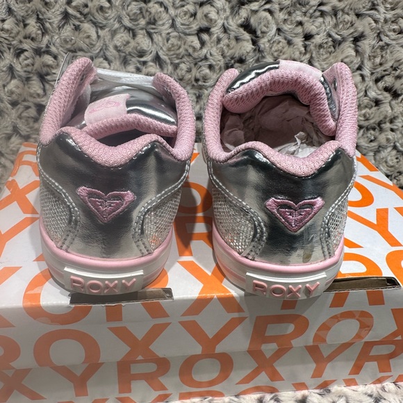 ROXY Girls Aliso Silver Sparkle Sneakers Girls US Size 10 Brand New With Box - Picture 4 of 11